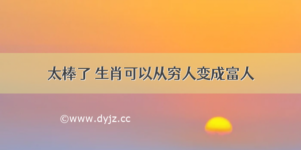 太棒了 生肖可以从穷人变成富人