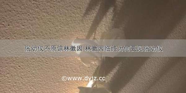 张幼仪不原谅林徽因 林徽因临终为何要见张幼仪