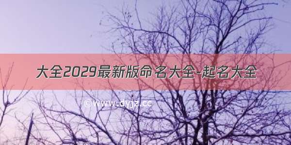 大全2029最新版命名大全-起名大全