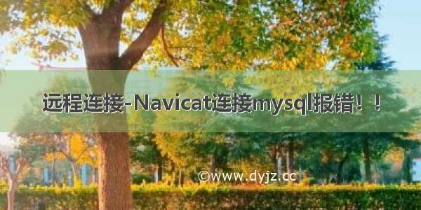 远程连接-Navicat连接mysql报错！!