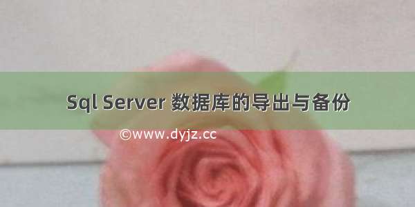 Sql Server 数据库的导出与备份