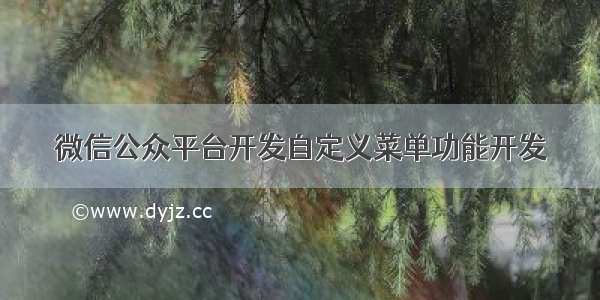 微信公众平台开发自定义菜单功能开发