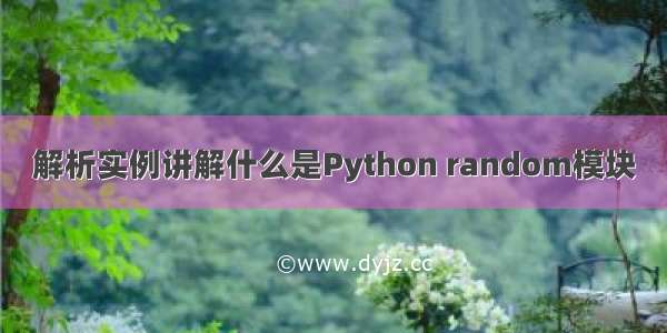 解析实例讲解什么是Python random模块