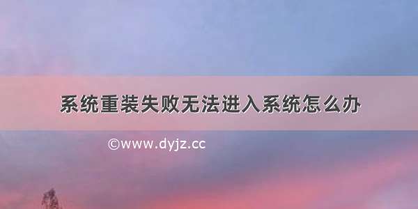 系统重装失败无法进入系统怎么办