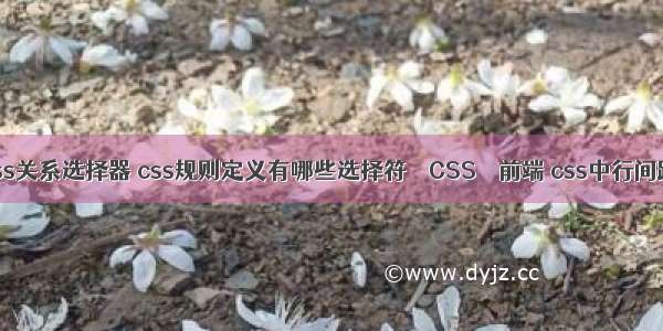 css关系选择器 css规则定义有哪些选择符 – CSS – 前端 css中行间距