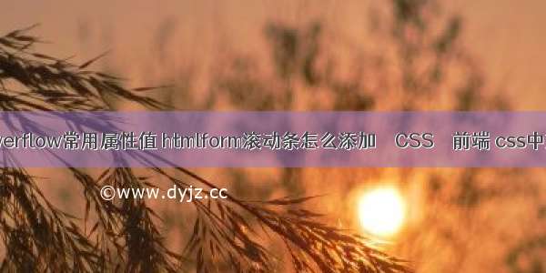 html overflow常用属性值 htmlform滚动条怎么添加 – CSS – 前端 css中文排版