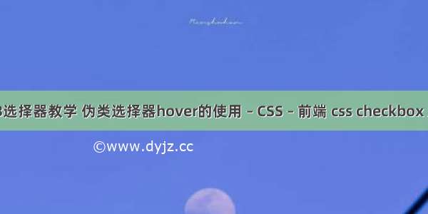 css3选择器教学 伪类选择器hover的使用 – CSS – 前端 css checkbox 大小