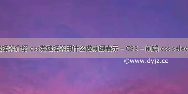 css选择器介绍 css类选择器用什么做前缀表示 – CSS – 前端 css select样式