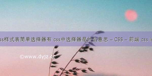 css样式表简单选择器有 css中选择器是什么意思 – CSS – 前端 css ie9