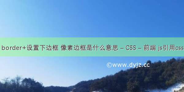 border+设置下边框 像素边框是什么意思 – CSS – 前端 js引用css