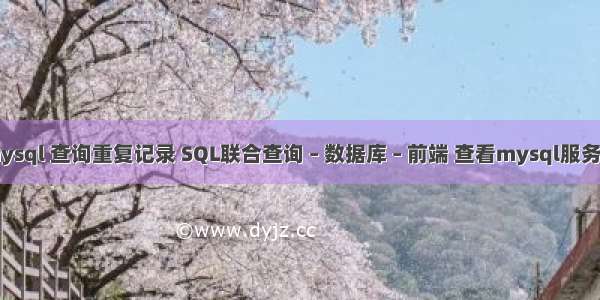 mysql 查询重复记录 SQL联合查询 – 数据库 – 前端 查看mysql服务器