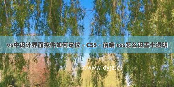 vs中设计界面控件如何定位 – CSS – 前端 css怎么设置半透明