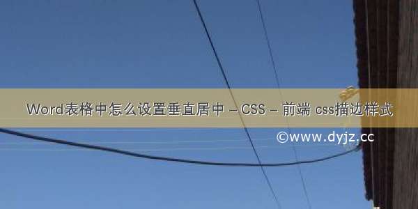 Word表格中怎么设置垂直居中 – CSS – 前端 css描边样式