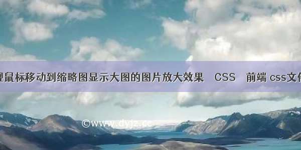 JS实现鼠标移动到缩略图显示大图的图片放大效果 – CSS – 前端 css文件中文