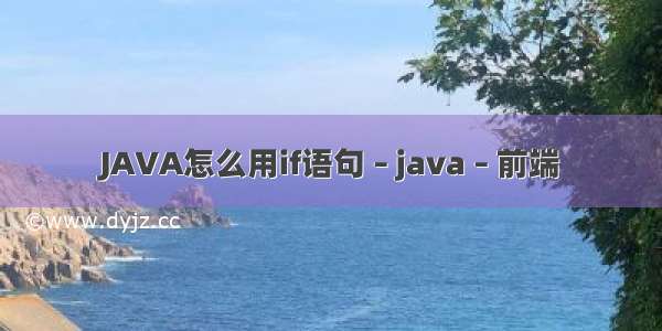 JAVA怎么用if语句 – java – 前端