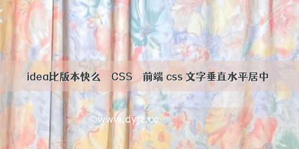 idea比版本快么 – CSS – 前端 css 文字垂直水平居中