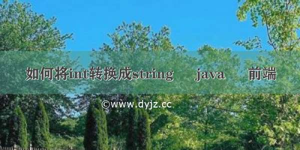 如何将int转换成string – java – 前端