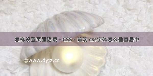 怎样设置页面隐藏 – CSS – 前端 css字体怎么垂直居中