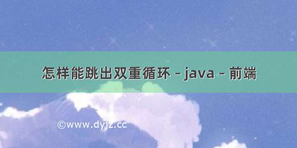 怎样能跳出双重循环 – java – 前端