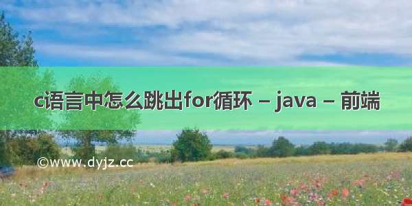 c语言中怎么跳出for循环 – java – 前端