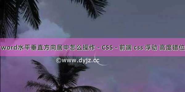 word水平垂直方向居中怎么操作 – CSS – 前端 css 浮动 高度错位