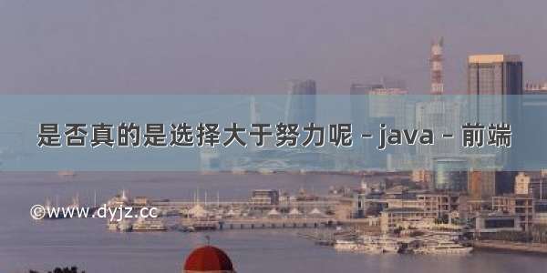 是否真的是选择大于努力呢 – java – 前端