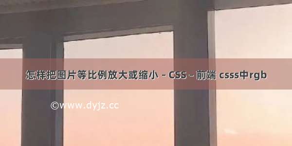 怎样把图片等比例放大或缩小 – CSS – 前端 csss中rgb