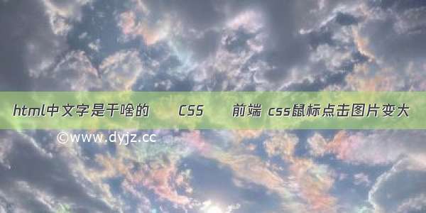 html中文字是干啥的 – CSS – 前端 css鼠标点击图片变大