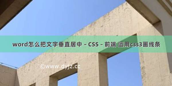 word怎么把文字垂直居中 – CSS – 前端 运用css3画线条