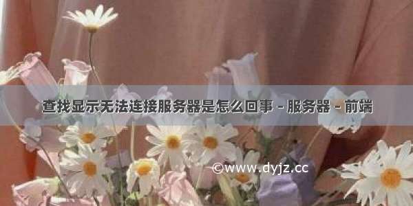 查找显示无法连接服务器是怎么回事 – 服务器 – 前端