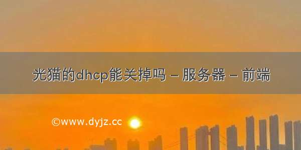 光猫的dhcp能关掉吗 – 服务器 – 前端