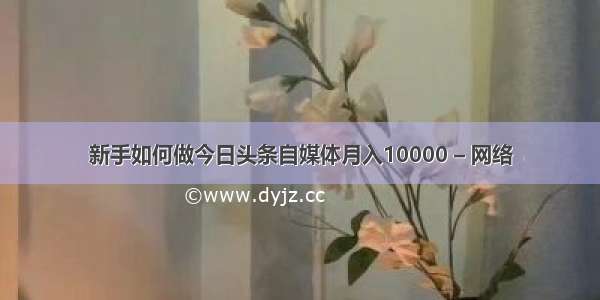 新手如何做今日头条自媒体月入10000 – 网络