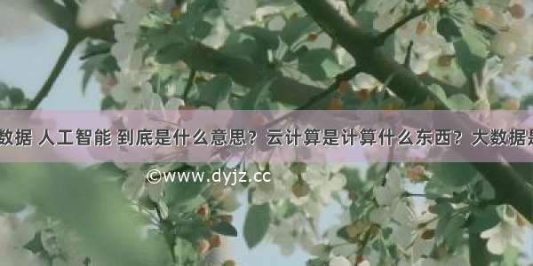 云计算 大数据 人工智能 到底是什么意思？云计算是计算什么东西？大数据是什么数据