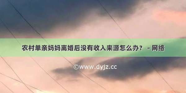 农村单亲妈妈离婚后没有收入来源怎么办？ – 网络