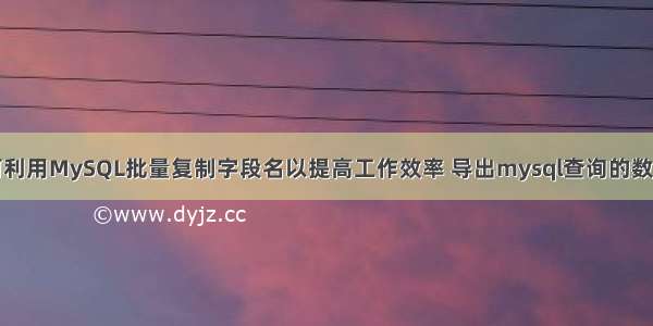 如何利用MySQL批量复制字段名以提高工作效率 导出mysql查询的数据库