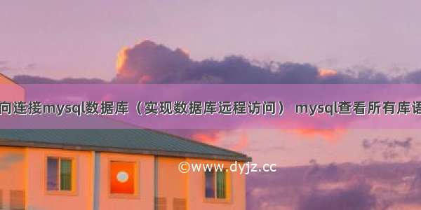 反向连接mysql数据库（实现数据库远程访问） mysql查看所有库语句