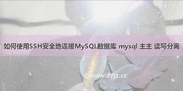 如何使用SSH安全地连接MySQL数据库 mysql 主主 读写分离