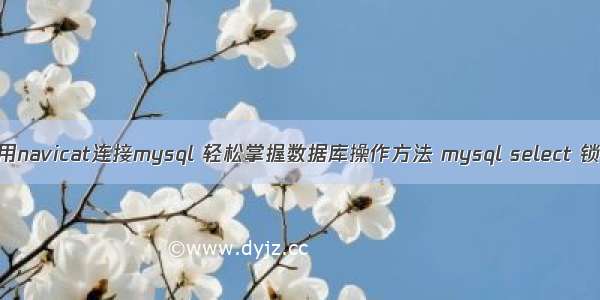 使用navicat连接mysql 轻松掌握数据库操作方法 mysql select 锁死