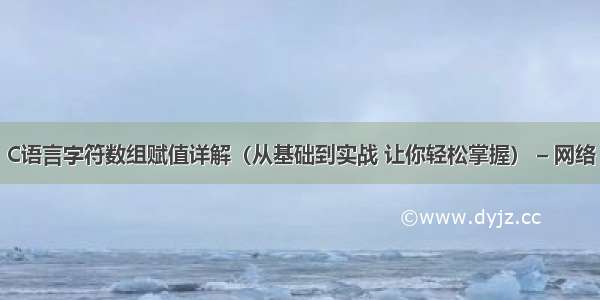 C语言字符数组赋值详解（从基础到实战 让你轻松掌握） – 网络