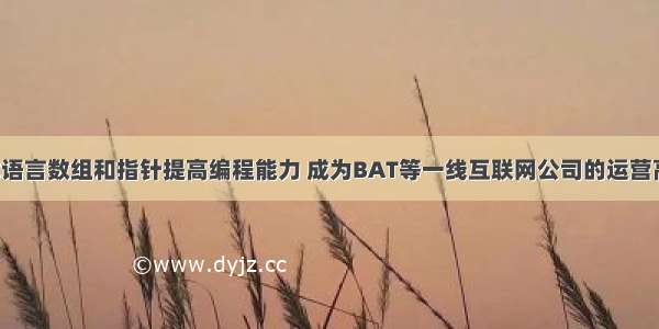 如何利用C语言数组和指针提高编程能力 成为BAT等一线互联网公司的运营高手 – 网络