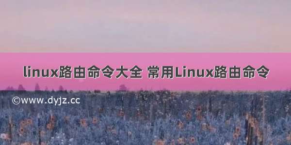 linux路由命令大全 常用Linux路由命令