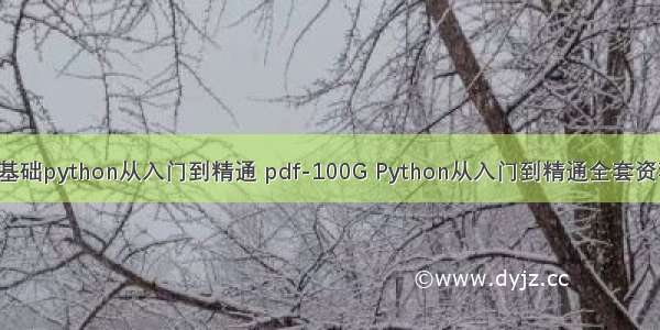 零基础python从入门到精通 pdf-100G Python从入门到精通全套资料！