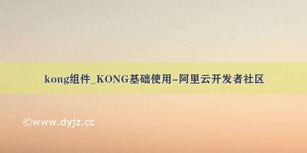 kong组件_KONG基础使用-阿里云开发者社区