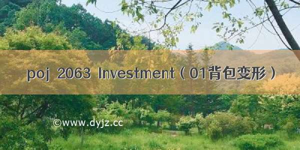 poj  2063  Investment（01背包变形）