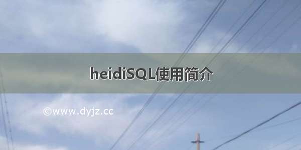 heidiSQL使用简介