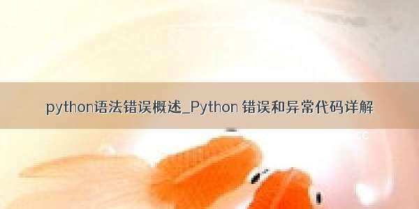 python语法错误概述_Python 错误和异常代码详解