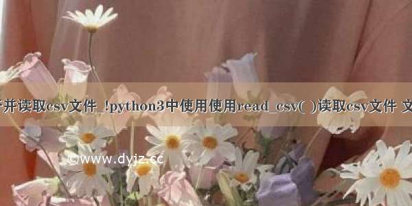 python打开并读取csv文件_!python3中使用使用read_csv( )读取csv文件 文件路径中含