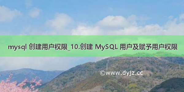 mysql 创建用户权限_10.创建 MySQL 用户及赋予用户权限