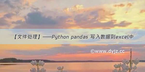 【文件处理】——Python pandas 写入数据到excel中