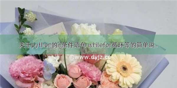 关于python的if条件语句 whilefor循环等的简单说。